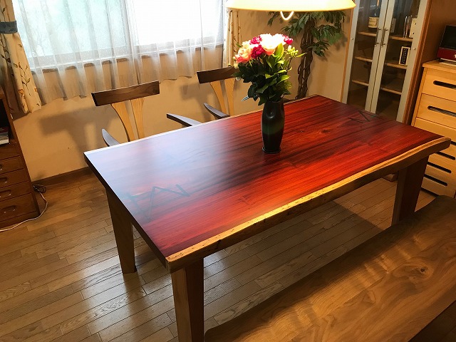 リメイク 紅紫檀ダイニングテーブルをお届けしました | 木創庵 店長ブログ