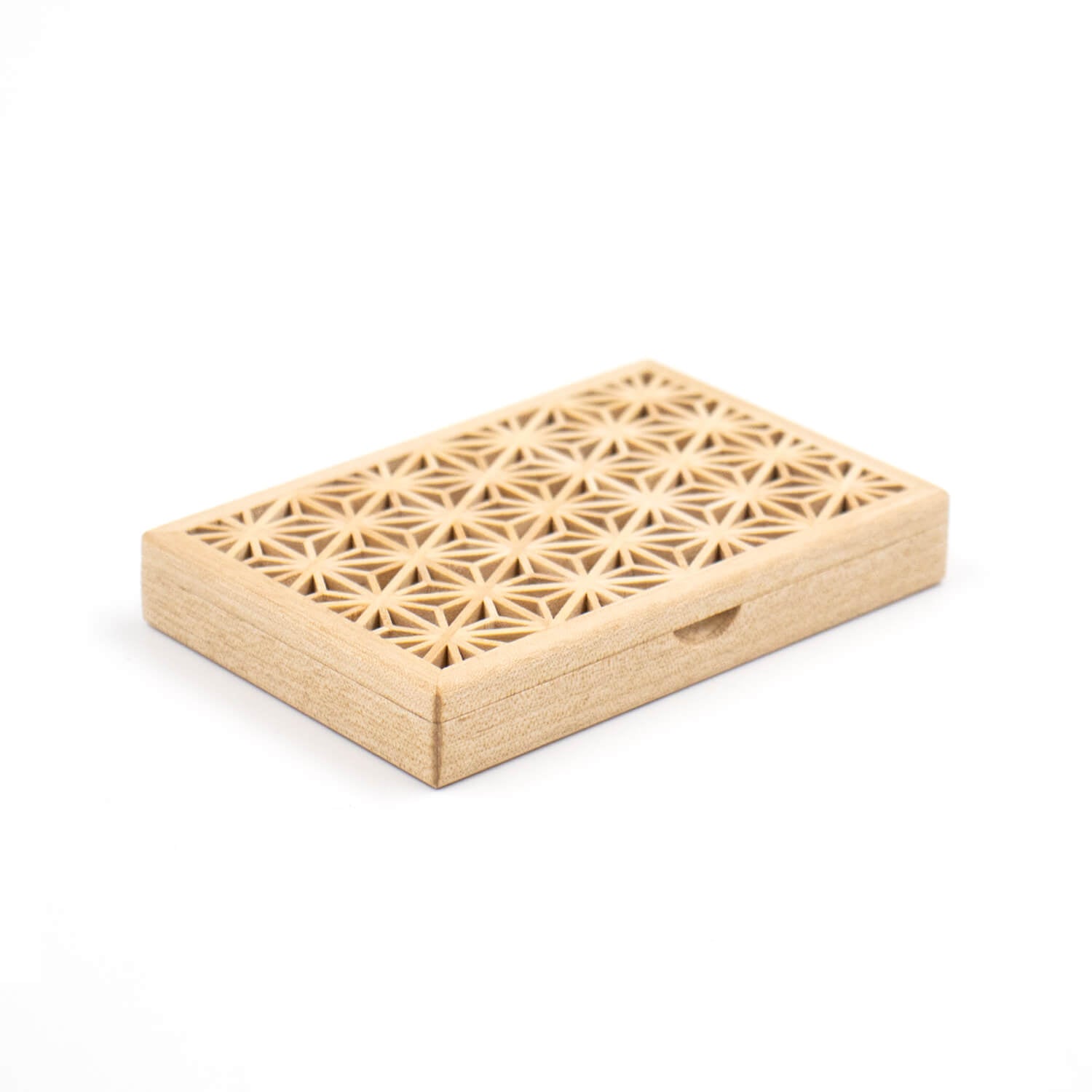 Enishi パープルハート 組子細工のカードケース 木製 横型名刺入れ