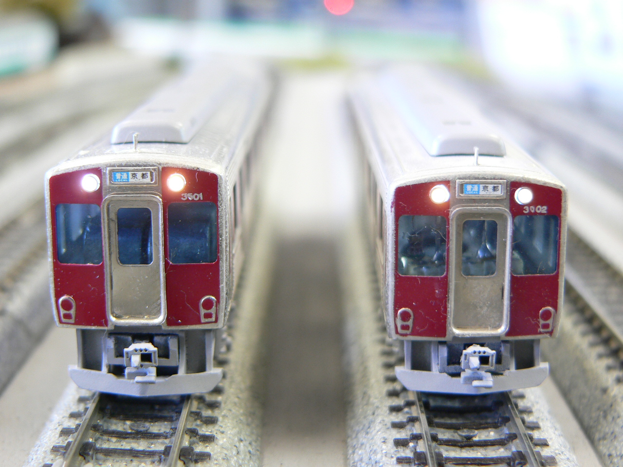 エンドウのNゲージ、近鉄3000系の登場時3両セットのヘッドライト