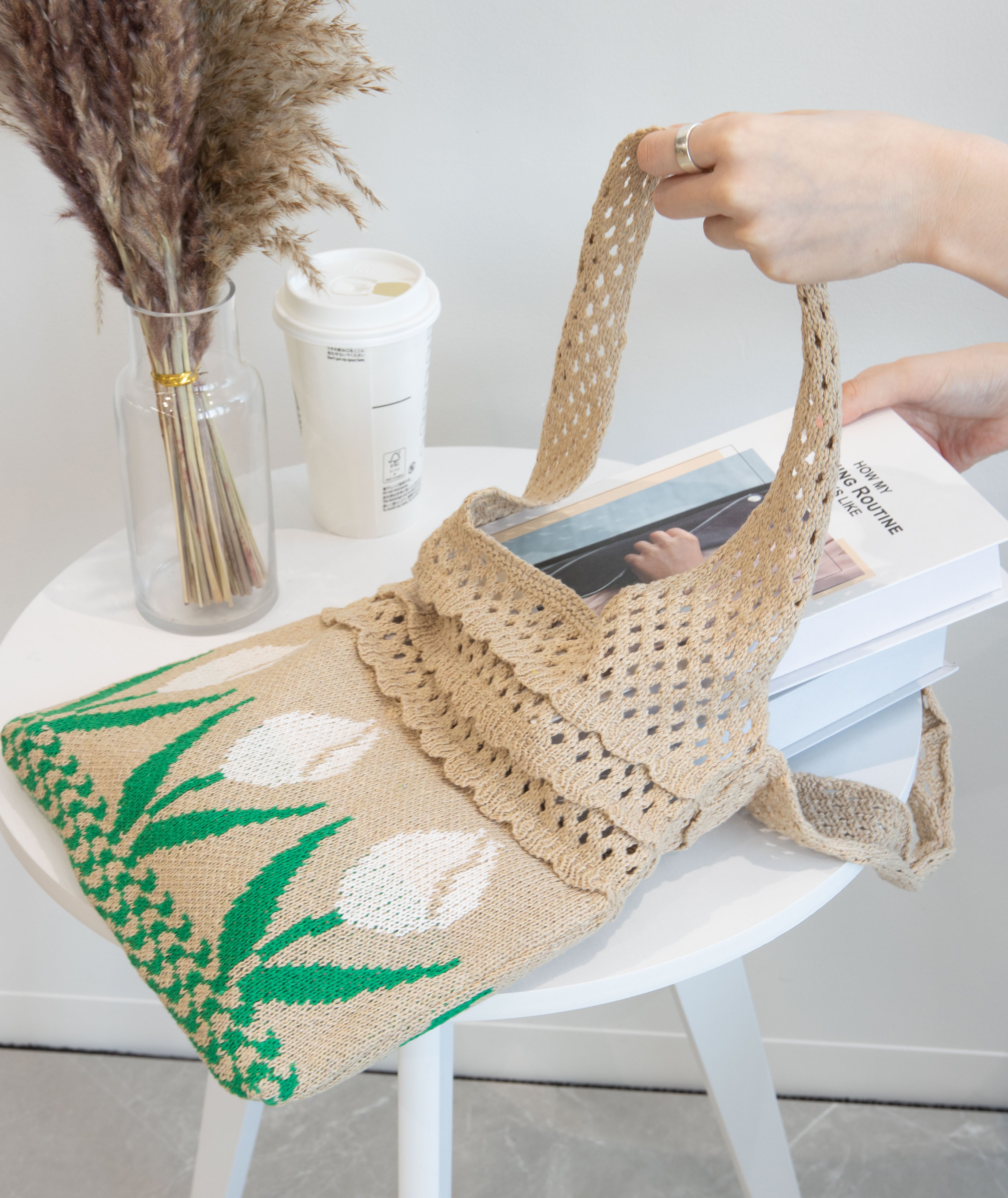 透かし編み チューリップニットトートバッグ – 《公式》moremore