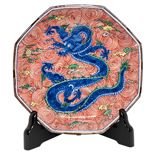 赤渦雲龍文八角5.5寸皿 | 森陶商株式会社