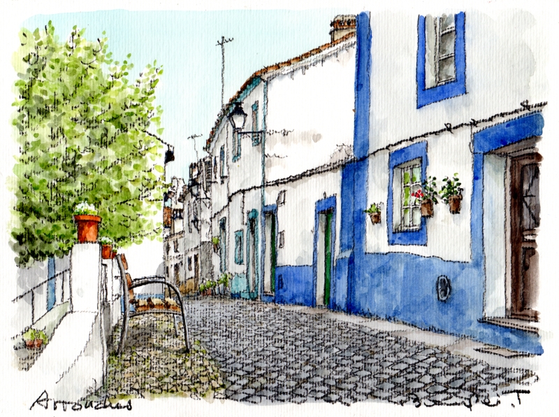 絵画の水彩画で高橋文平が描いたポルトガルの絵「アロンチェス」をご購入