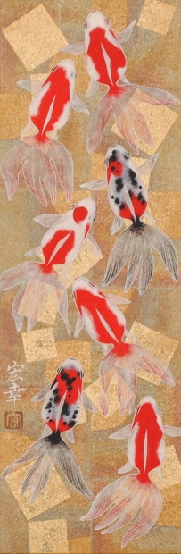 日本画の絵画で山本宏幸が描いた和の金魚の絵「游」をご購入