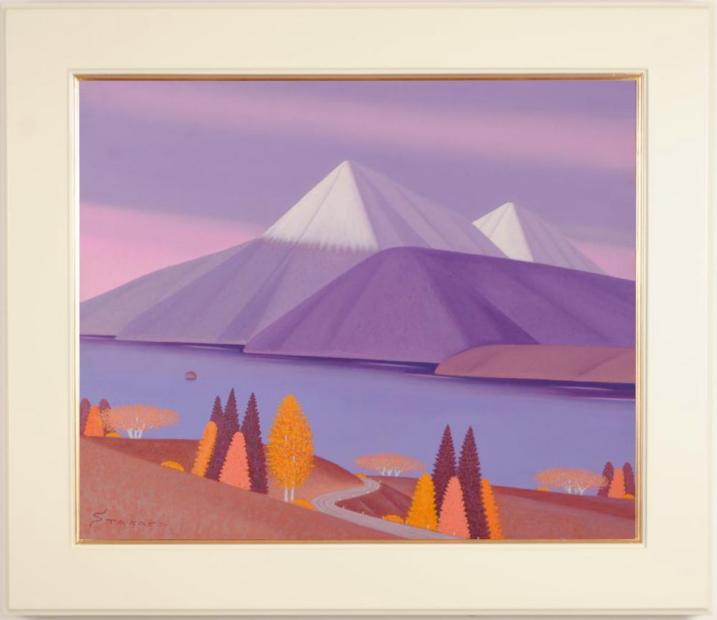 絵画の油絵で高瀬三郎が描いた北海道の絵「初冬の摩周湖」を通販で販売