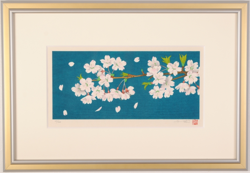 桜の絵画を木版画で制作した中島千波の和の花の絵「さくら」をご購入