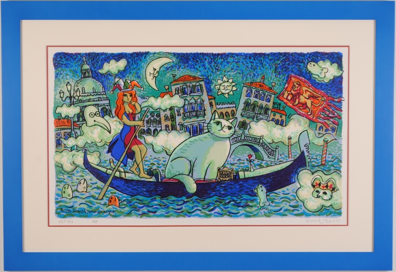 マイケル・ルーのポップアートの猫の絵画「真夏の夜の冒険」をご購入