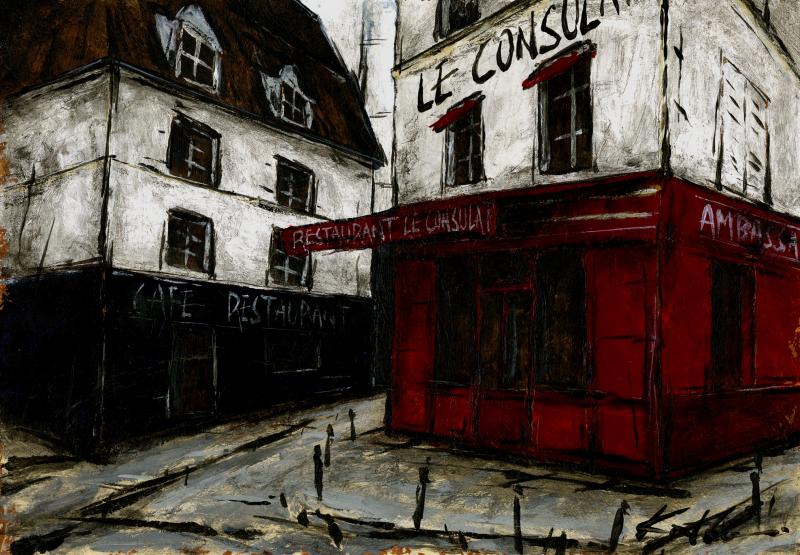 油絵の絵画でパリの街角を描いた中野克彦の油絵「モンマルトル」を通販