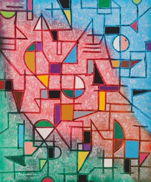 絵画の水彩画で若松愛子が描いた抽象画「メディテーション A-4」を通販