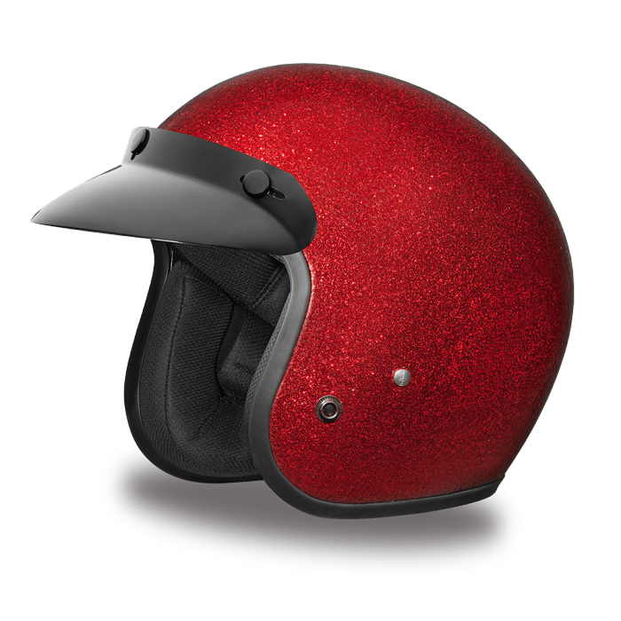 DOT Red Metal Flake 3/4 Open Face Motorcycle Helmet