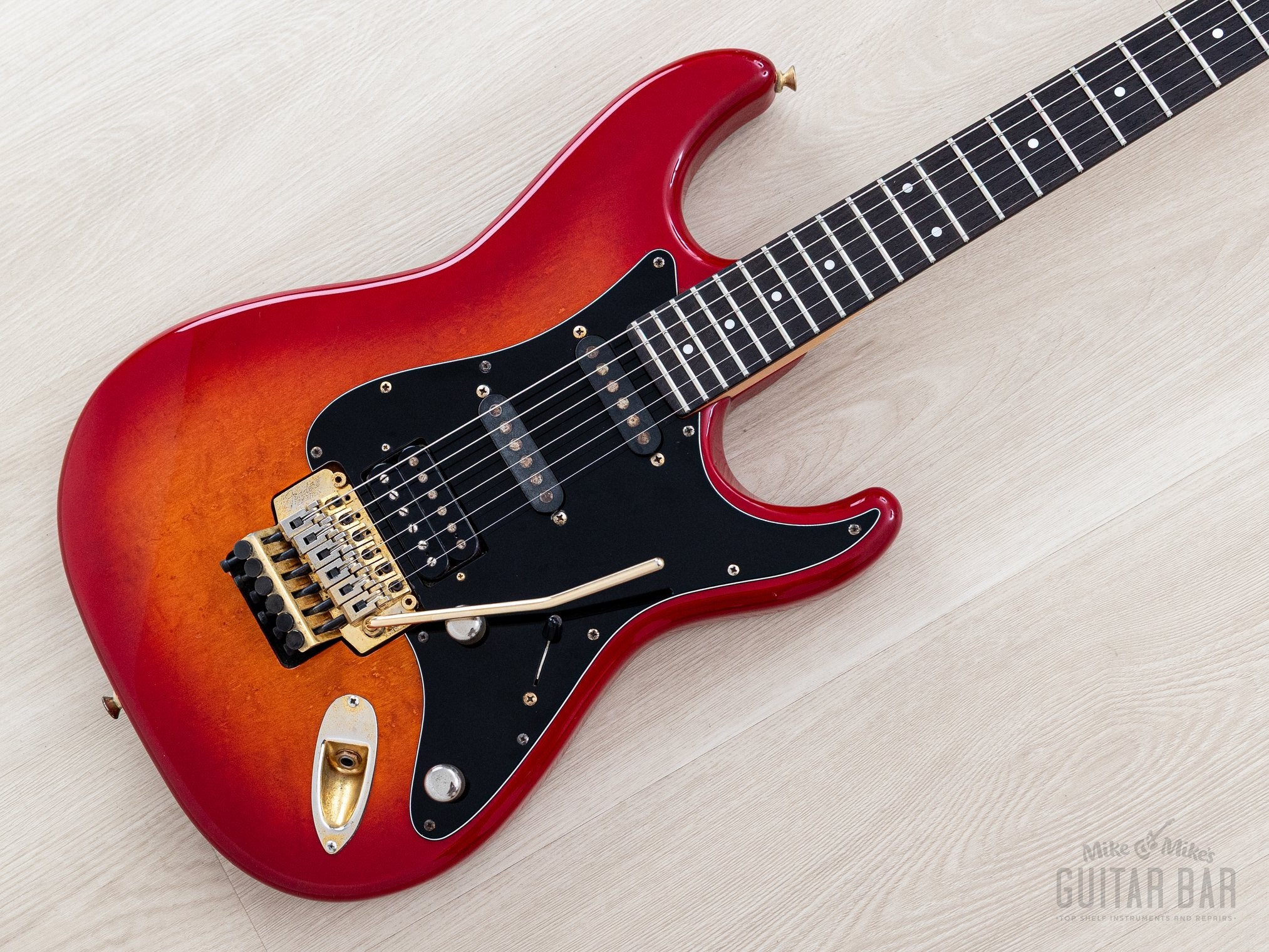 1988 Fender Pro Feel Stratocaster STR75 SSH Cherry Red Sunburst w/ Flo