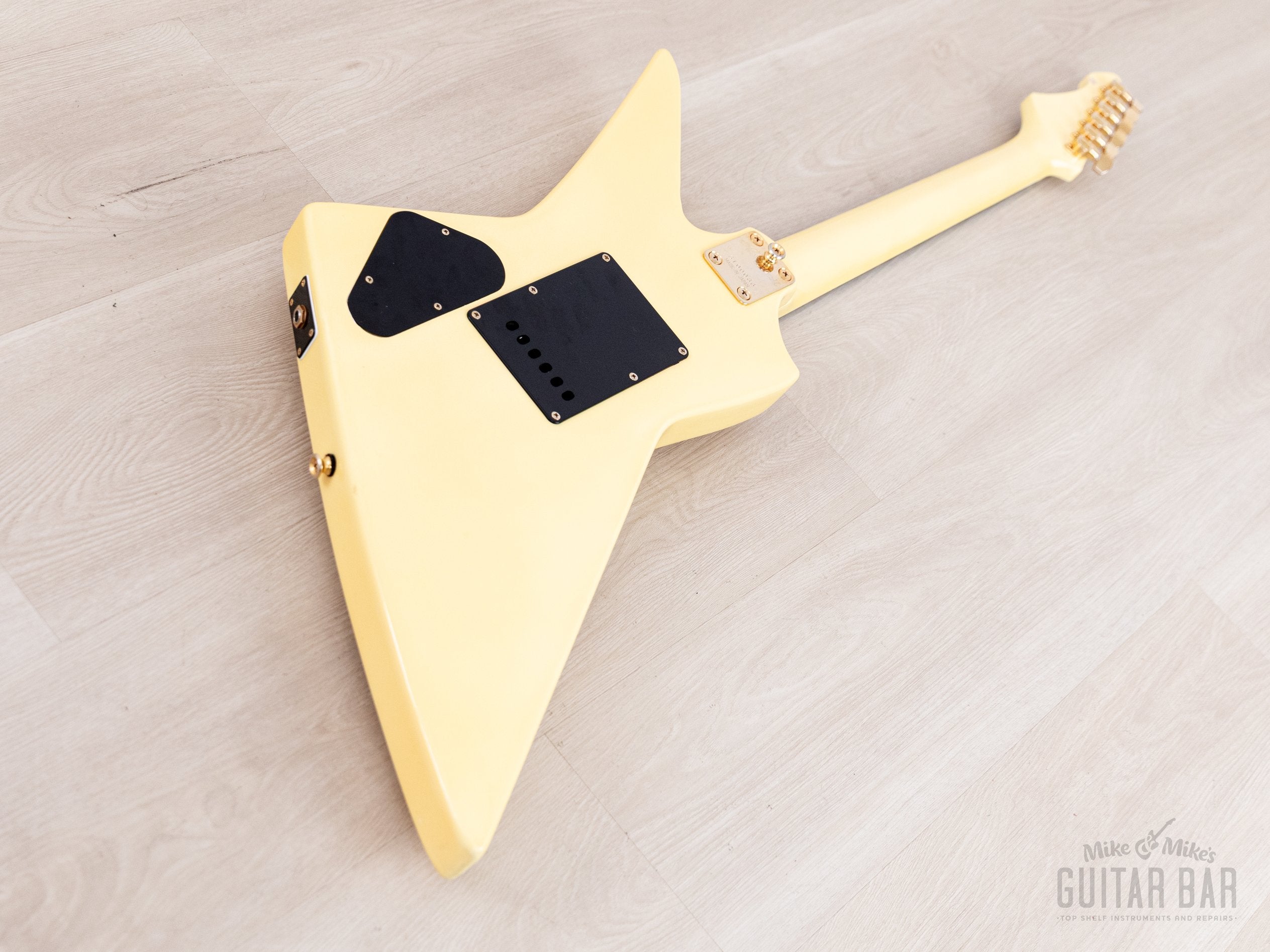 1983 Aria Pro II ZZ Deluxe Explorer White/Thunderbolt w/ Gold Hardware