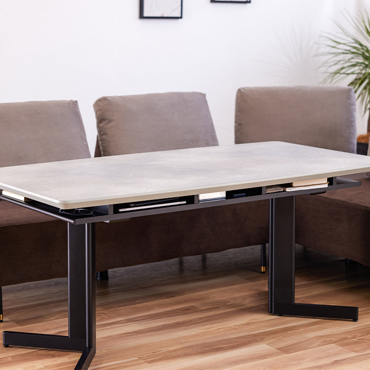 収納付き ダイニングテーブル 【 傷・水に強いメラミン天板