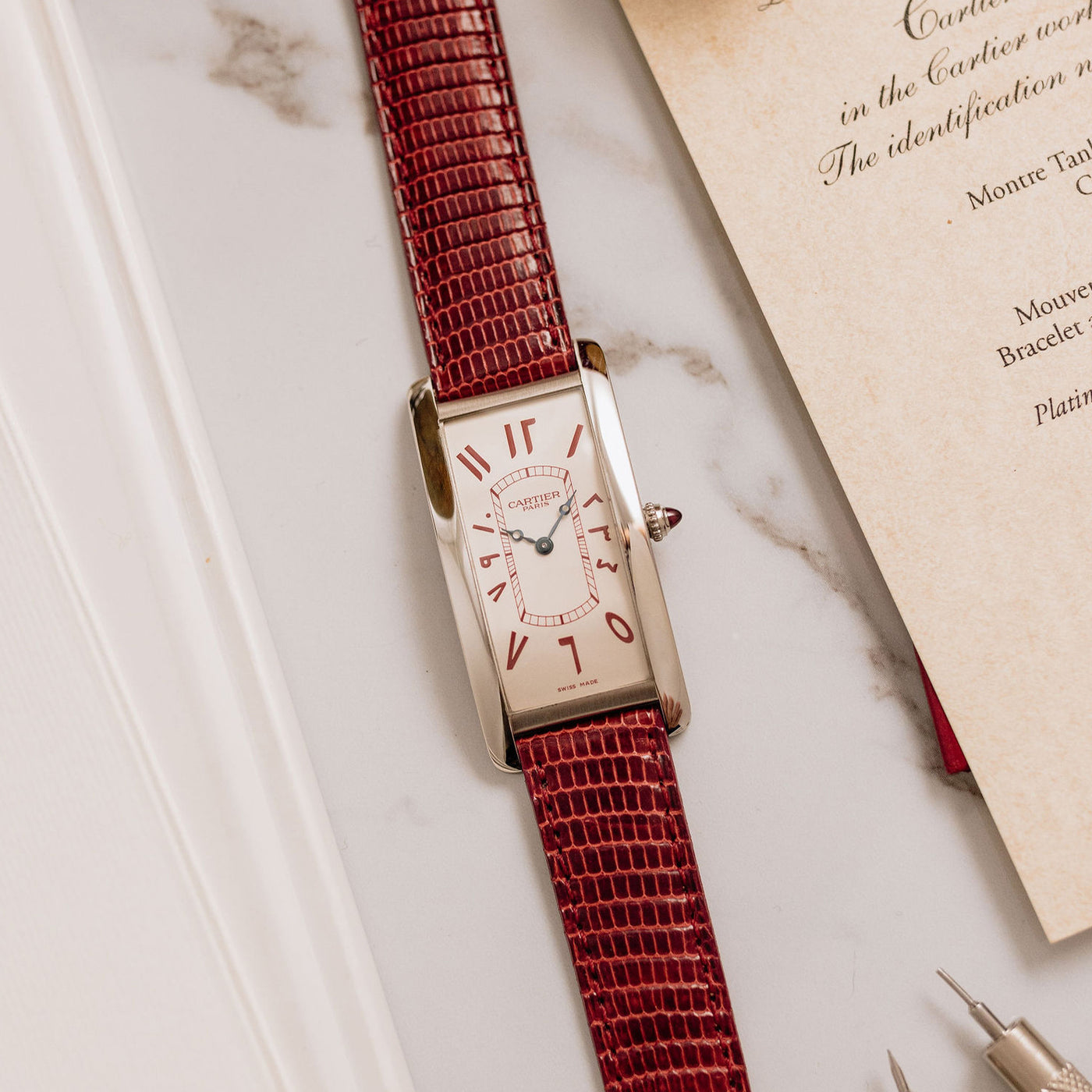 Cartier Tank Cintrée - 2006 Platinum custom order N° 1 - Full set