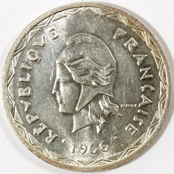 共同統治領ニューヘブリディーズ イギリス フランス100フラン銀貨 1966