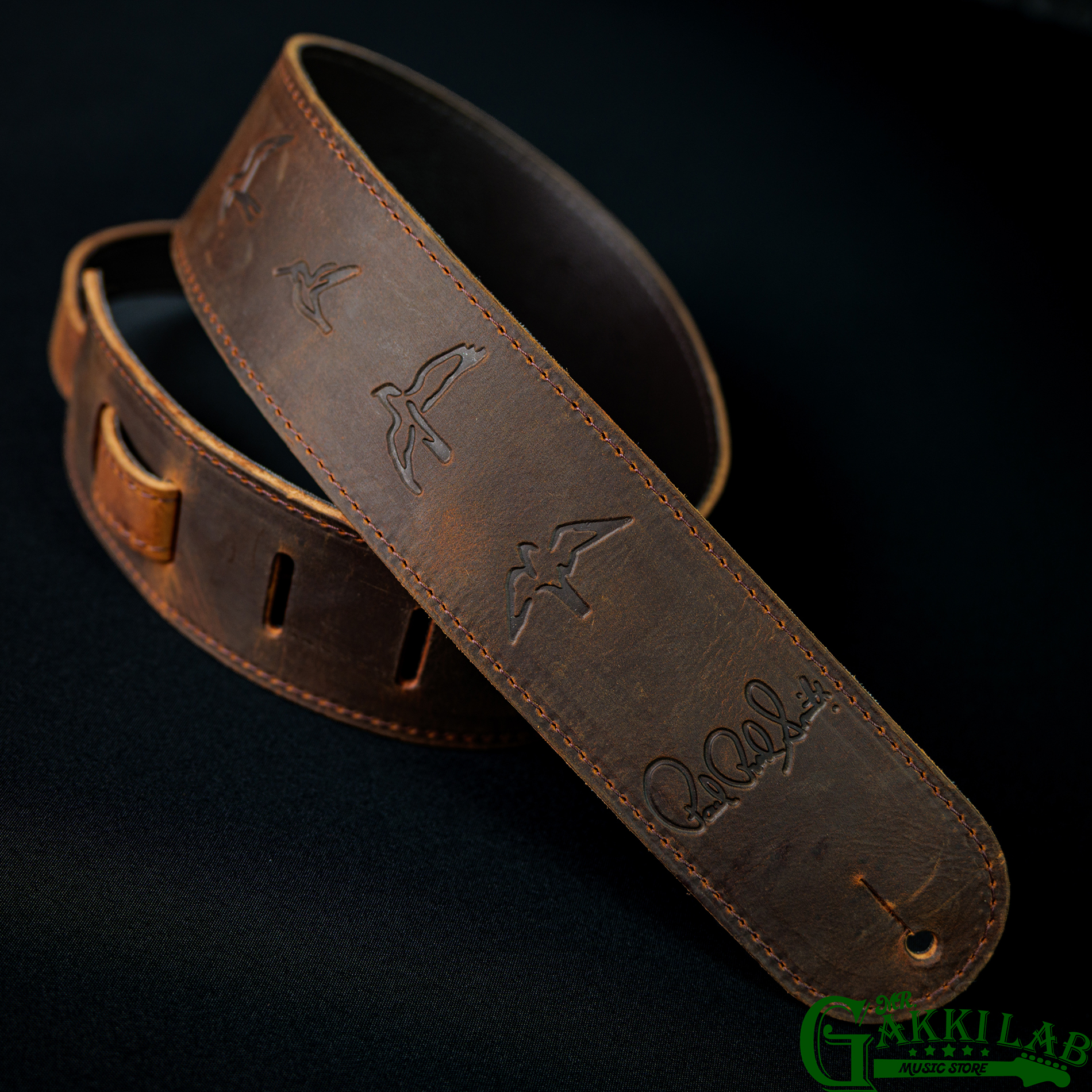 Paul Reed Smith(PRS) Distressed Brown Leather Birds Strap | 札幌の