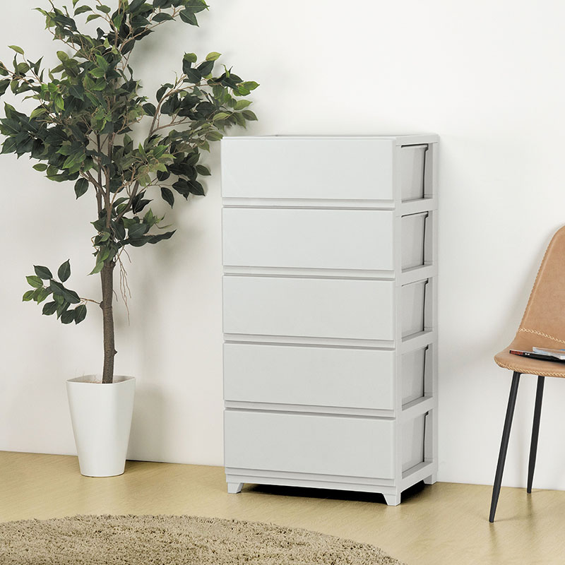 収納チェスト 5段ワイド ライトグレー 幅54×奥行41.5×高さ106.1cm
