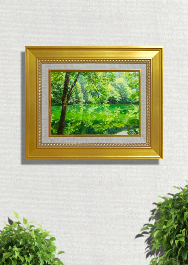 6036）上野文瑚 油彩？日本画？ 新緑の頃 6036）上野文瑚 油彩？日本画