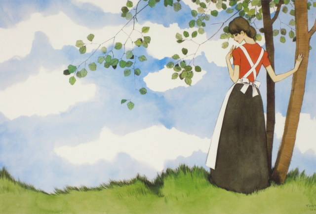 中原淳一 「無題」昭和46年 「女の部屋」挿絵 ・ ジクリー 額外寸