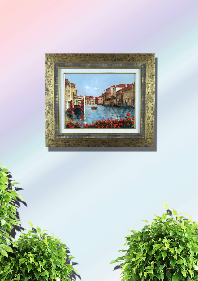 送料無料】・イタリア風景画・志村好子「VENEZIA」・油彩・F6