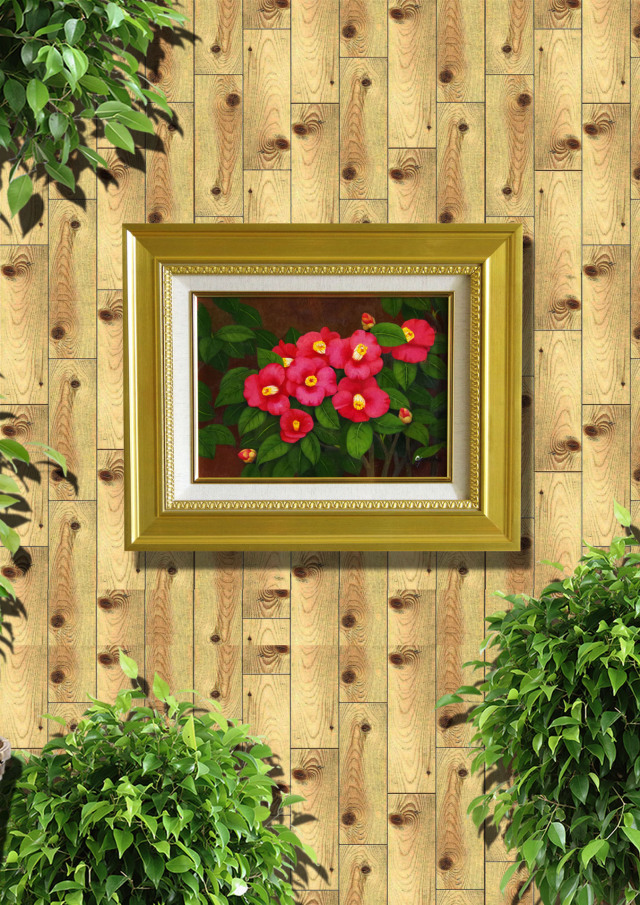 絵画専門店munay（ムナイ）・椿の絵・志村好子「椿」（赤色）F4