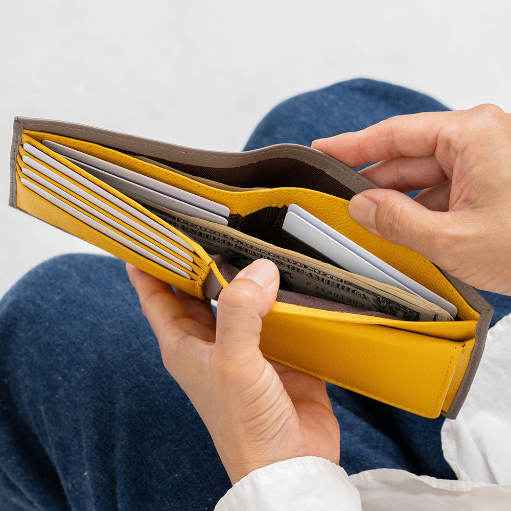 牛革 ツートンカラー 隠しポケット付 スリム 二つ折り財布 – MURA-ムラ