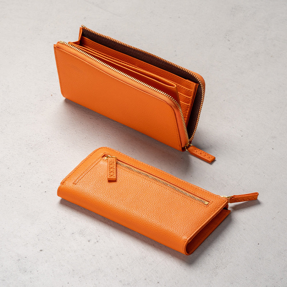 牛革 シュリンクレザー スキミング防止 YKK L字ファスナー長財布