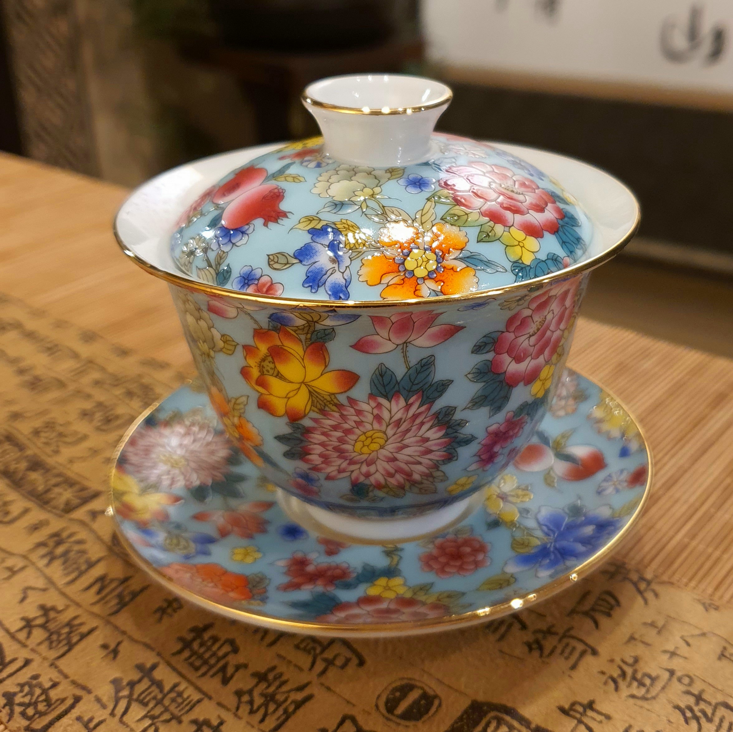 景徳鎮1960年コレクション手描き蓋碗【淡青】 | 福岡 北九州 中国茶