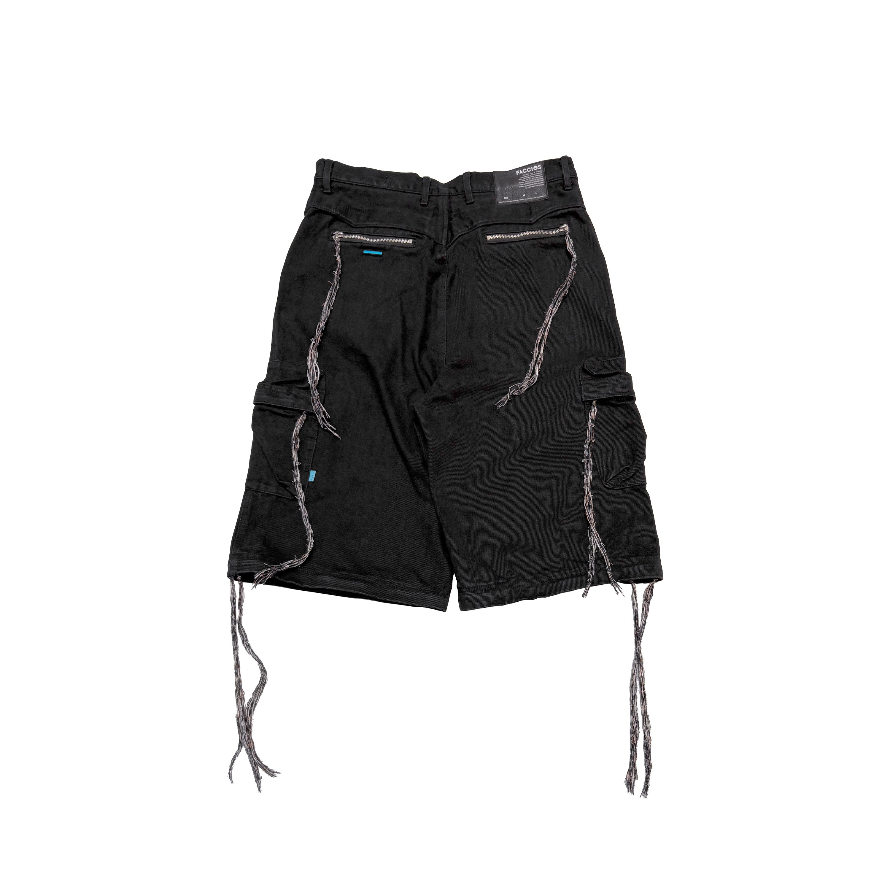 MUZE TURQUOISE LBEL ×FACCIES - MULTI-POCKET DENIM CARGO(BLACK