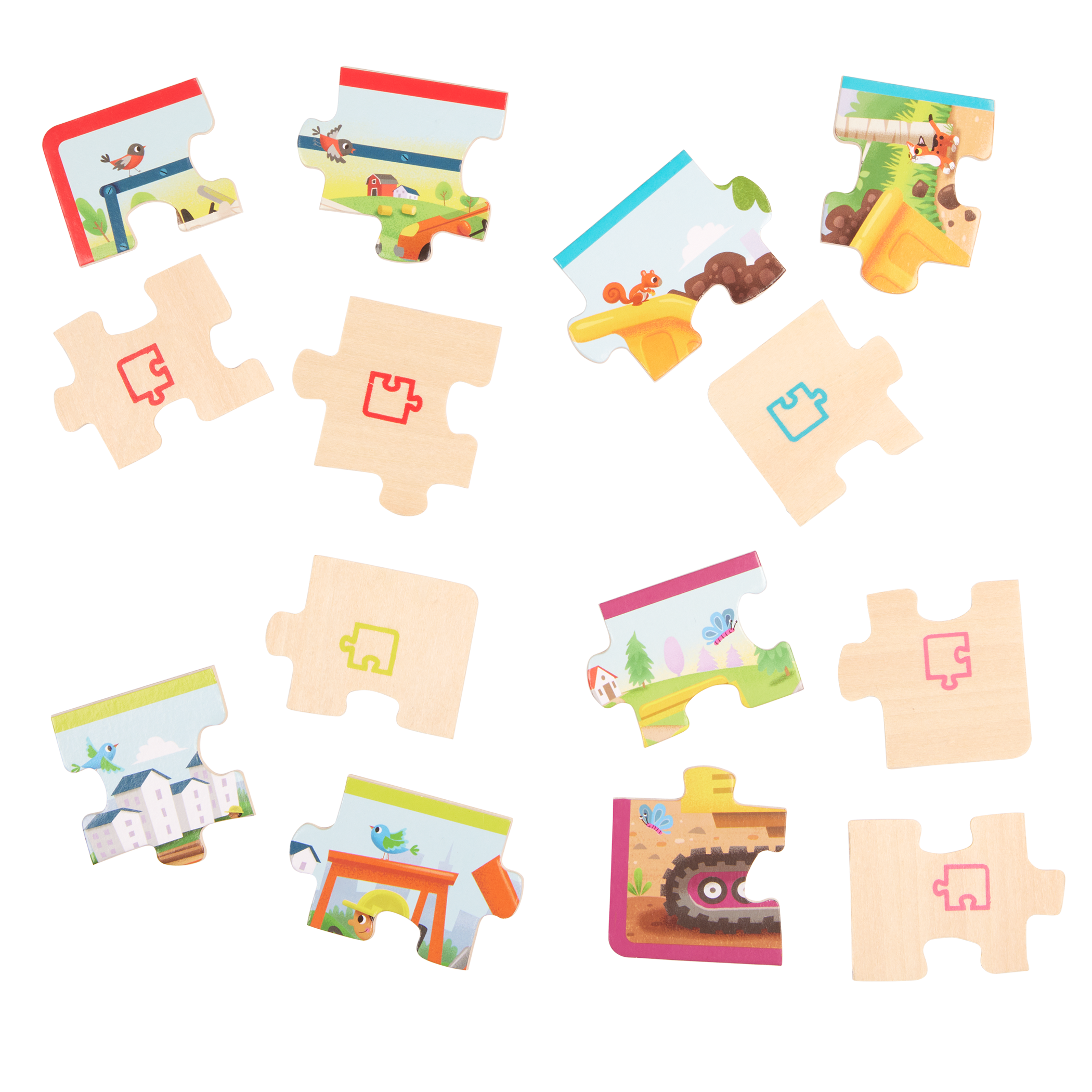 Pack o' Puzzles - Trucks | Wooden Puzzle Set | B. toys