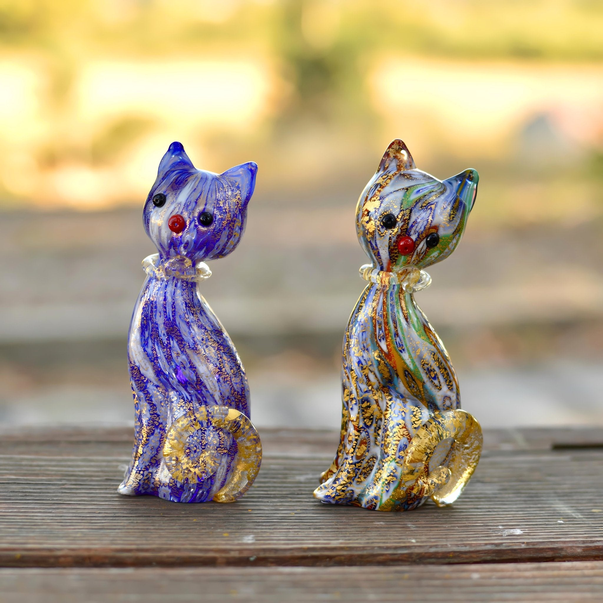 Murano Glass Kitty Cat Figurine, Millefiori, Made in Italy