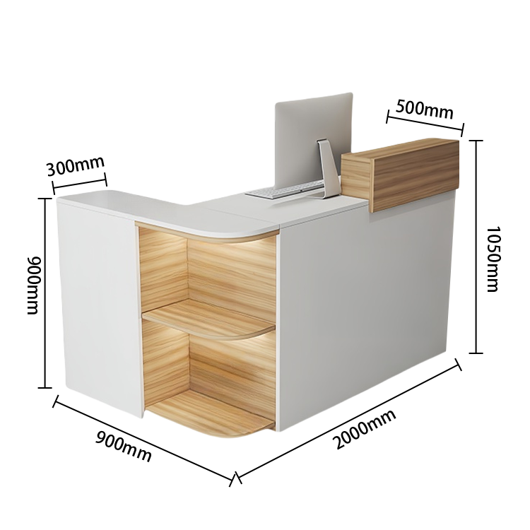 受付カウンター,レジカウンター,L字型,店舗用,鍵ロック,配線穴,展示棚