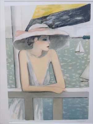 カシニョール 作 版画「ドーヴィル」 72×52cm