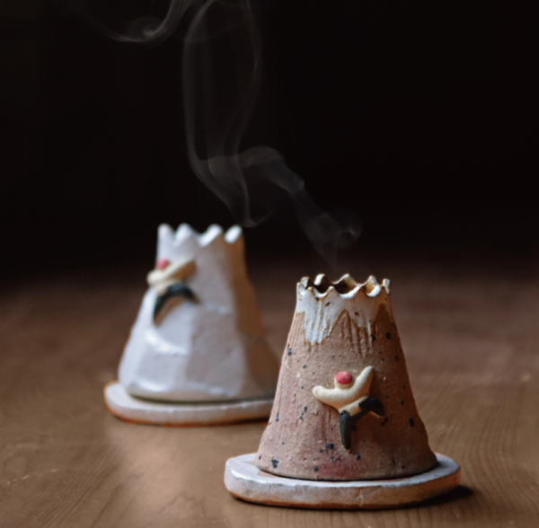 美濃焼 陶器】桂山窯 お香立て～クライミング＆富士山（お香スタンド