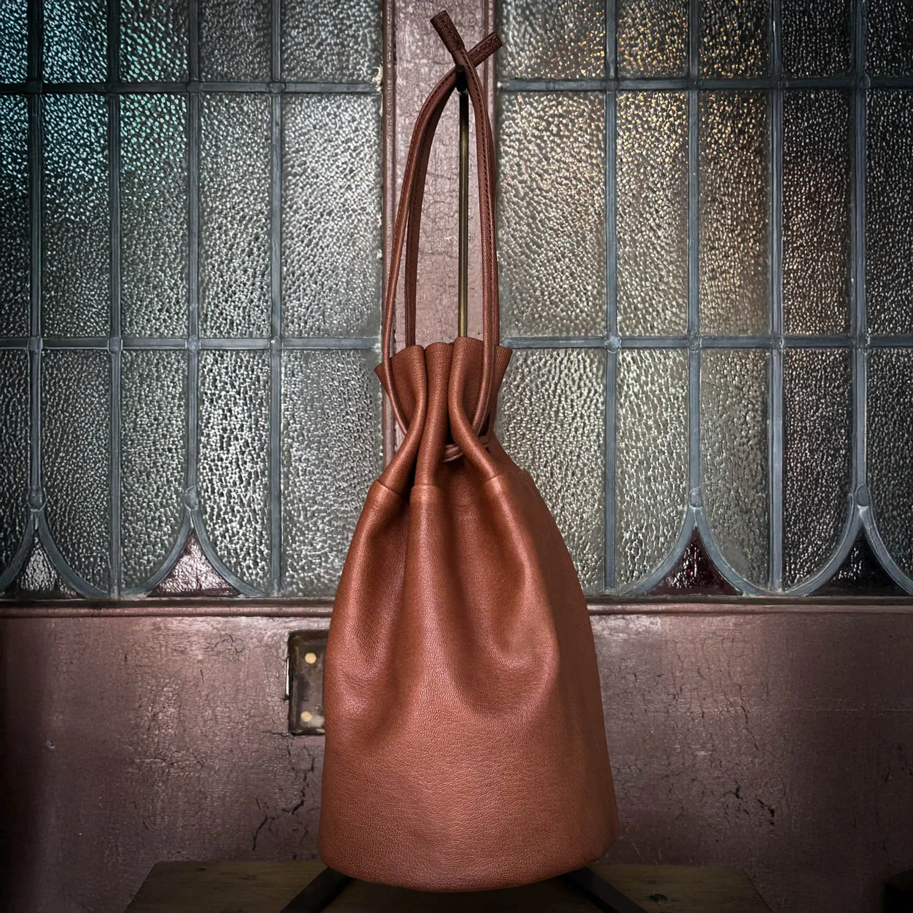 MOTO BAG70 ゴートレザー巾着ポーチ(BROWN)-Natoriya