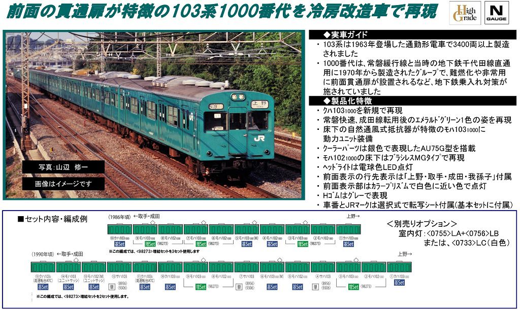 TOMIX 98272 国鉄 103 1000系通勤電車（常磐・成田線・冷改車）基本