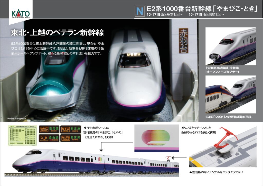 KATO E2系1000番台 新幹線「やまびこ・とき」 4両増結セット 品番:10