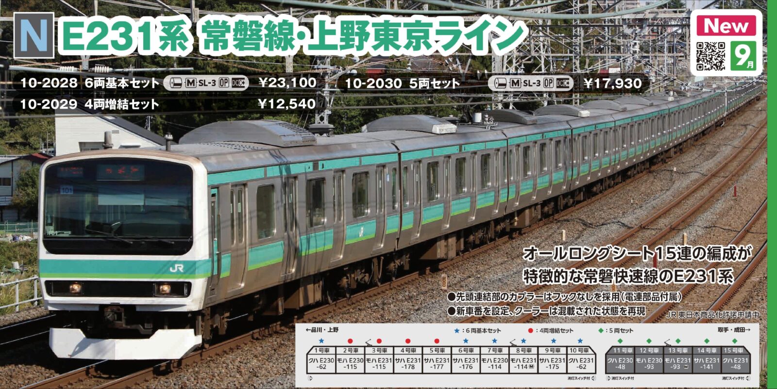 E231系 常磐線・上野東京ライン 6両基本セット 品番：10-2028 鉄道模型
