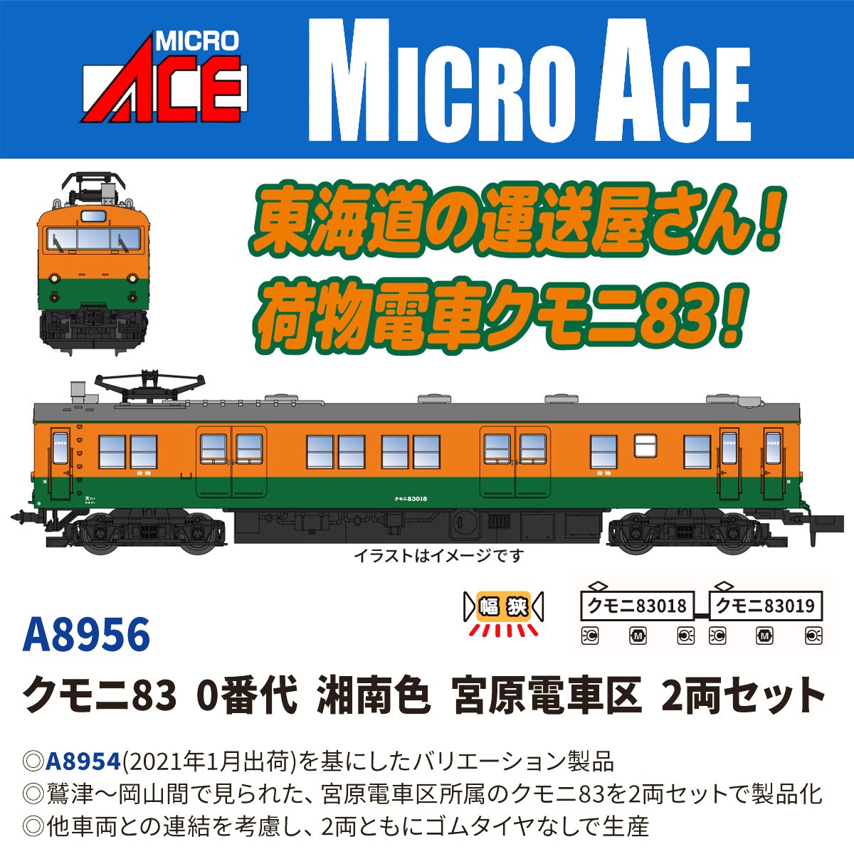 クモニ83 0番代 湘南色 宮原電車区 2両セット A8956 MICROACE(マイクロ