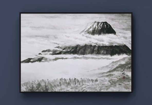 水墨画｜雲海の富士山 - 書道作品・筆文字・習字のご依頼｜書家/書道家