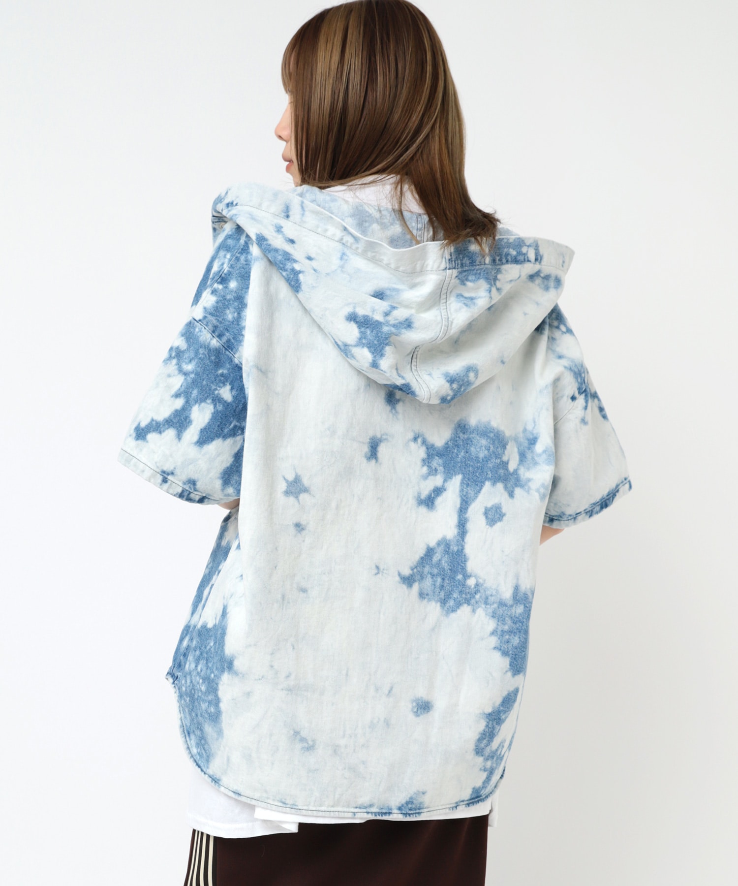 B2838 スペシャルブリーチフードシャツ(M インディゴムラブリーチ