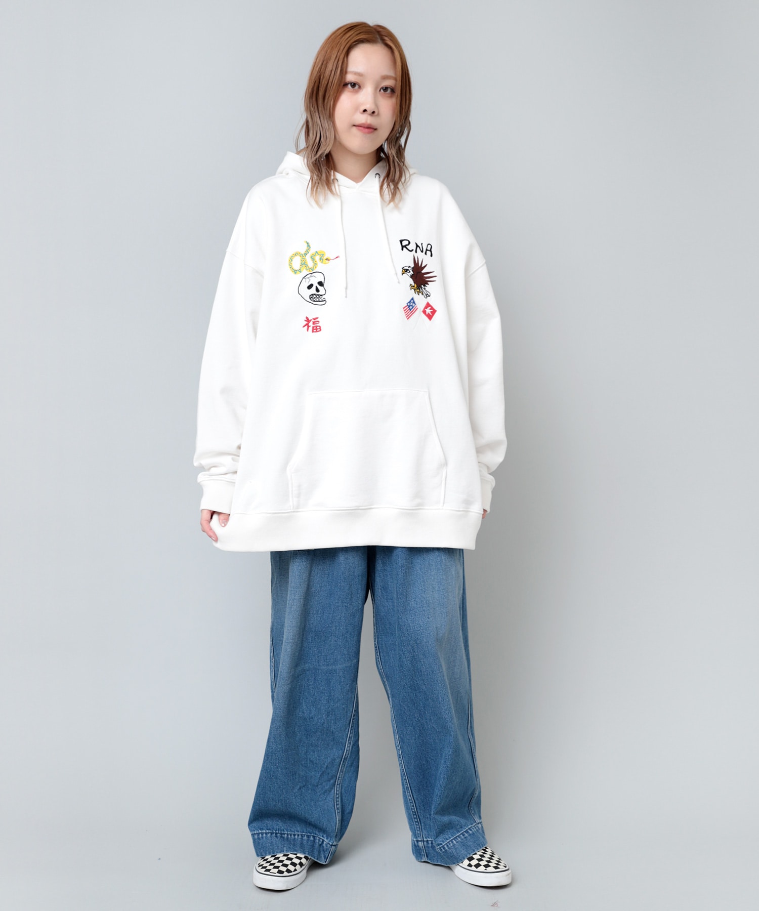 M2166 ヘビスカルイーグルBIGフーディー(M ホワイト): トップス - RNA