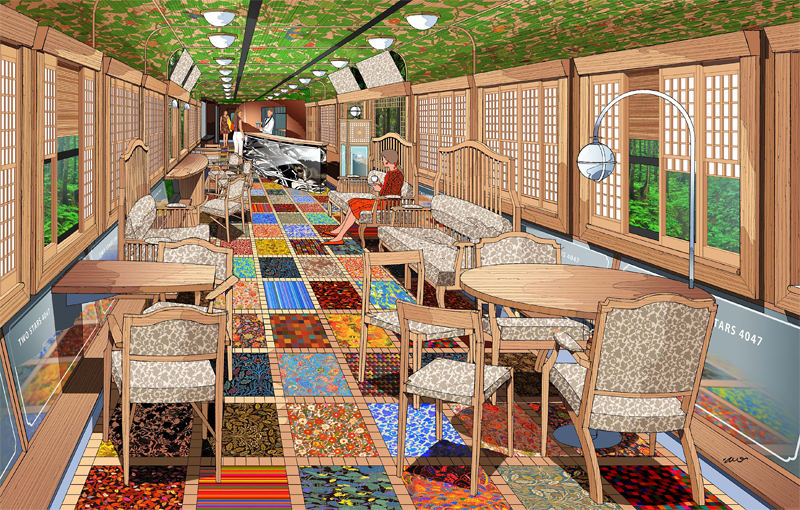 JR九州「ふたつ星 4047」インテリアデザイン公開、9/23運行開始へ