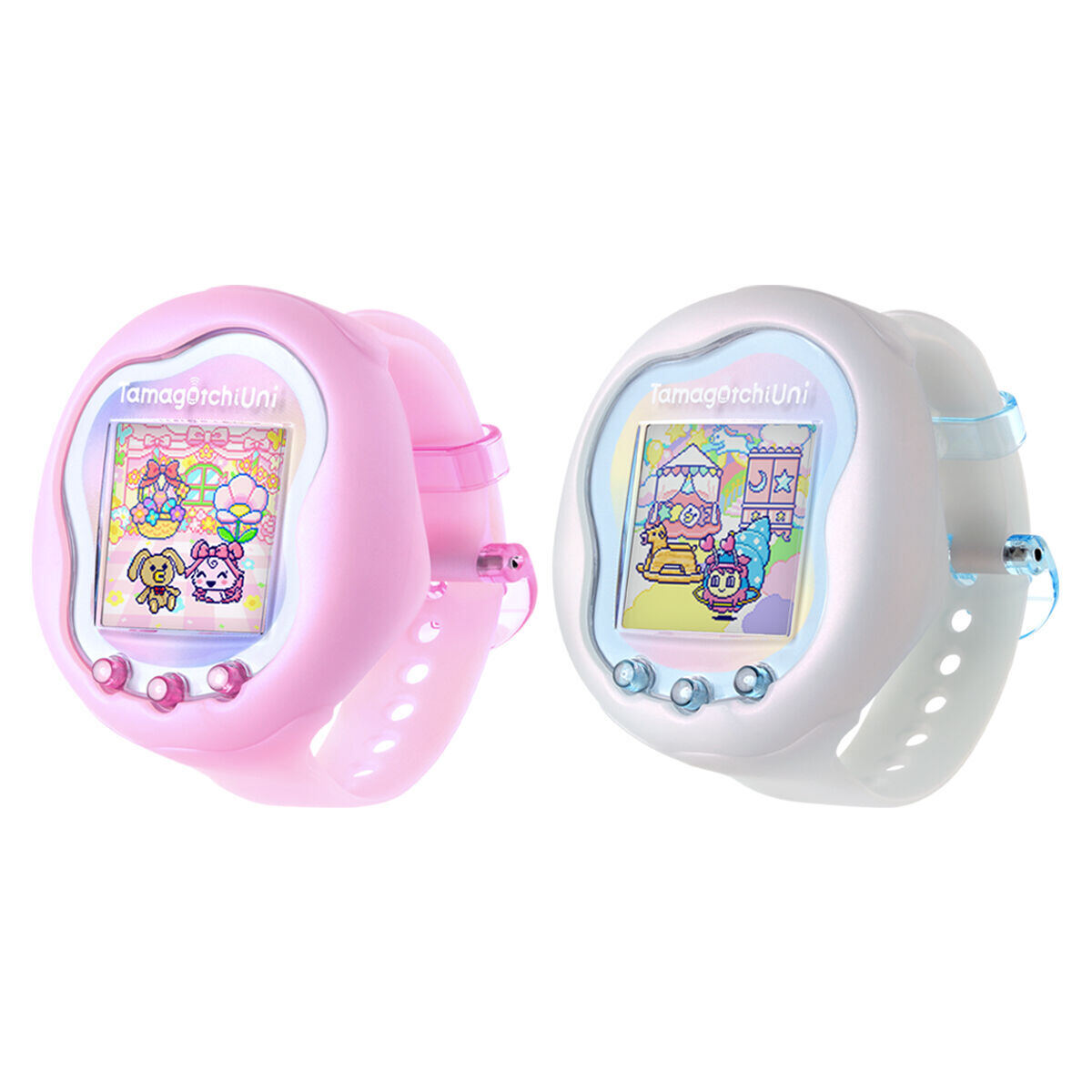 Tamagotchi Uni」にプレバン限定カラー「Aurora Pink／Prism White」が