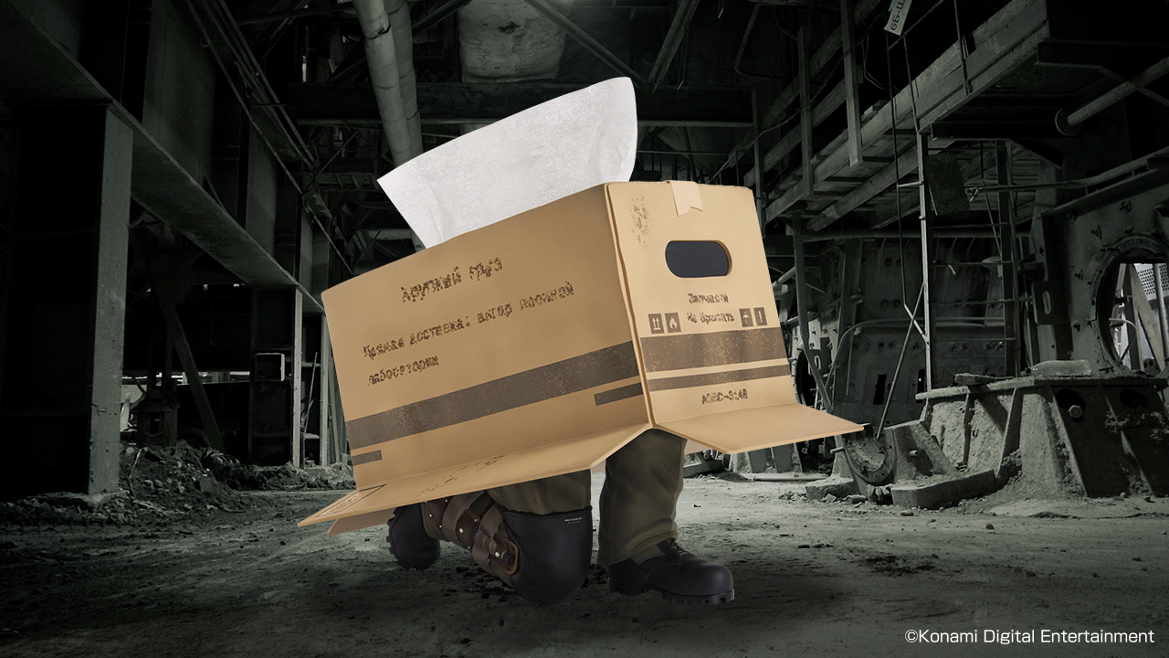 MGSΔ』段ボールに隠れたスネークの「ティッシュケース」が当たる一番