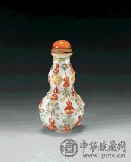 清中期雕瓷粉彩葫芦万代鼻烟壶收藏资讯|艺术家|书画家|书画名人|书法家