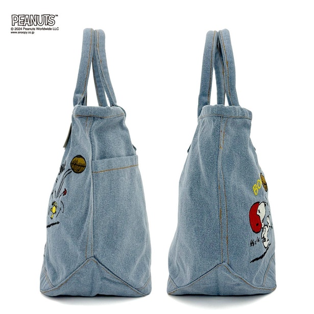 Vintage PEANUTS スヌーピー デニム 手提げ まちあり 刺繍 レトロ