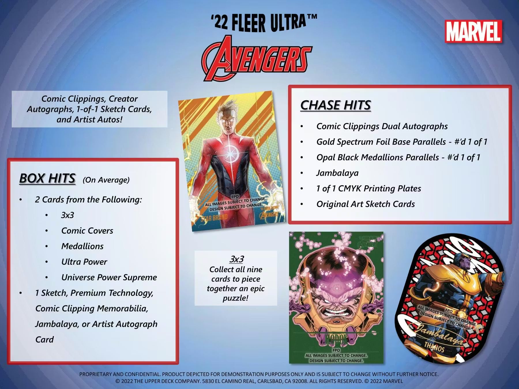 2022 Upper Deck Marvel Fleer Ultra Avengers Hobby Box Creator Auto