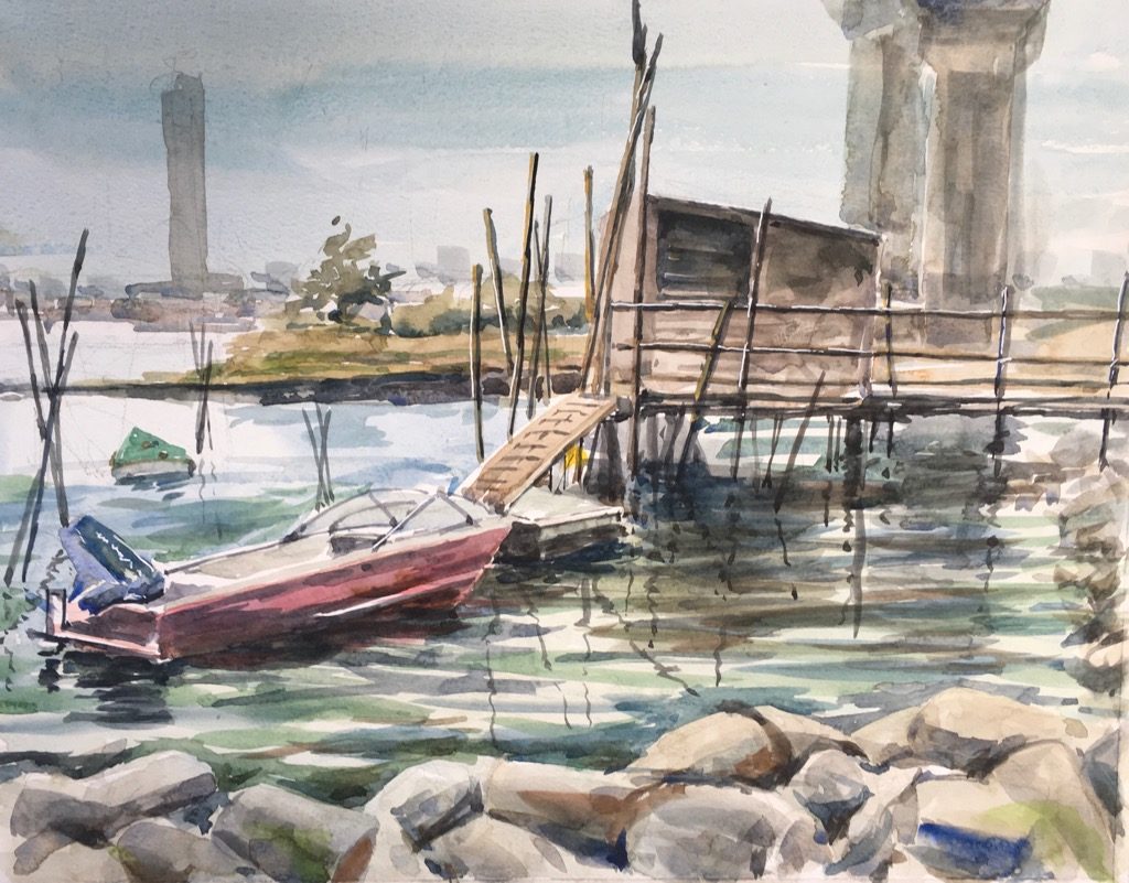 スケッチ会｜大阪市｜姫島｜淀川橋高架下｜2019年11月｜風景画・作品