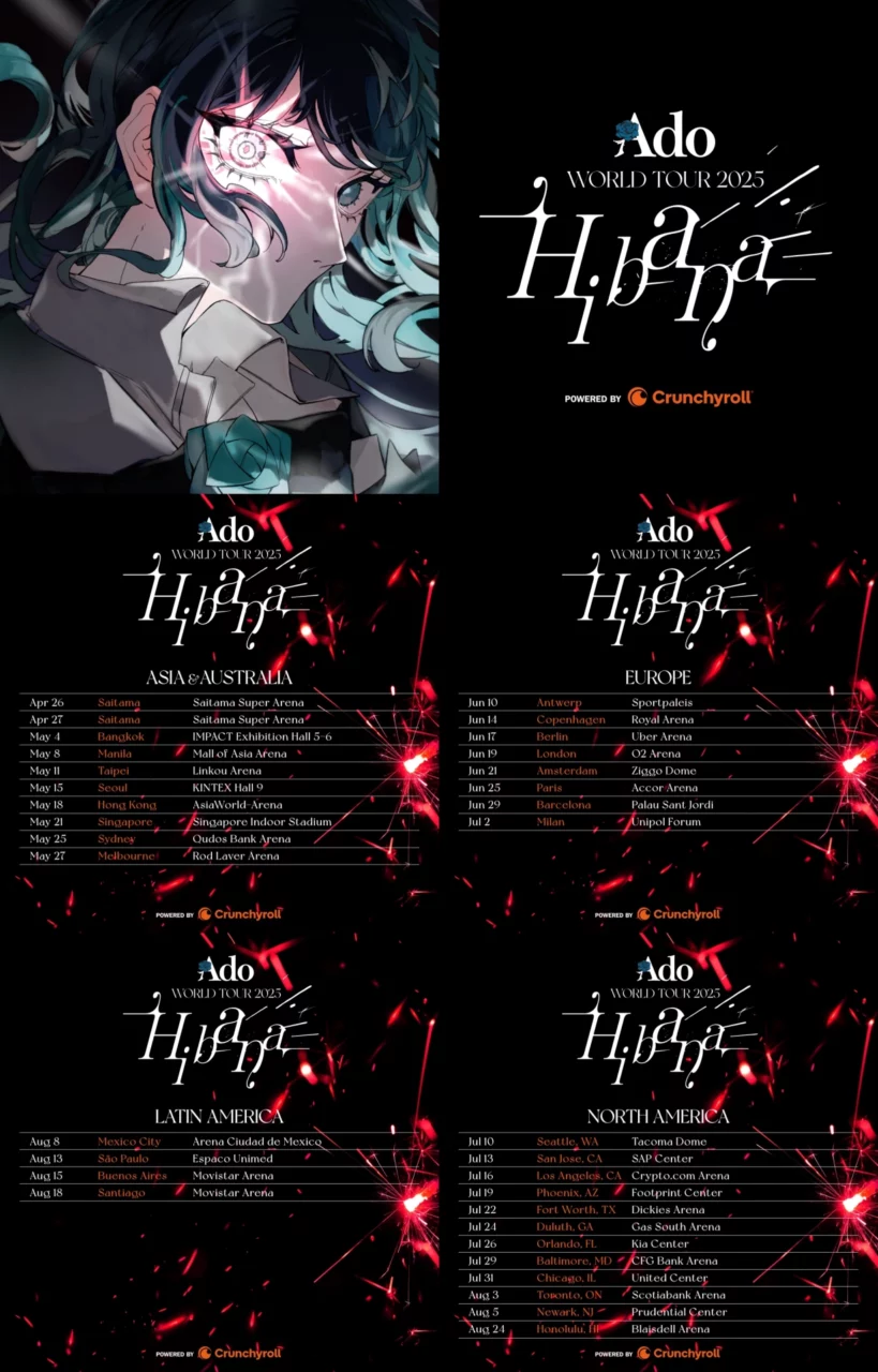 Adoが2度目のワールドツアー『Hibana』開催を発表、世界33都市で50万人