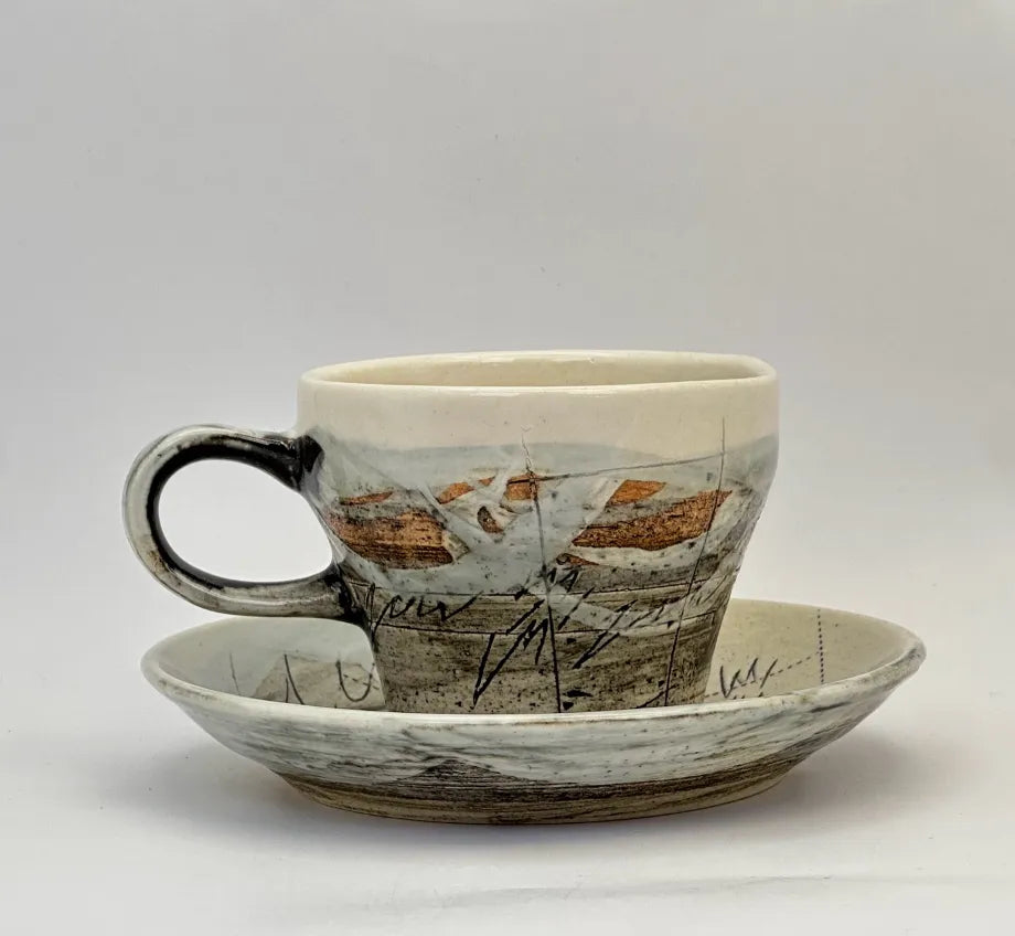 美濃焼 線刻 コーヒーカップ＆ソーサーセット | ギフトショップ Nihon